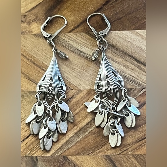 Elegant Silver Chandelier Earrings - Picture 2 of 4
